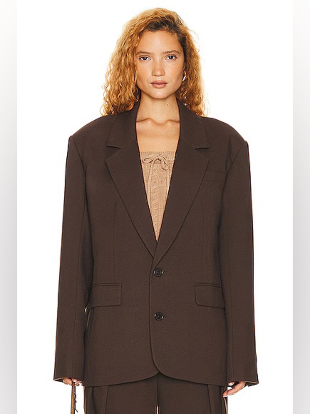 Helsa Small Oversized Suit Blazer Brown Java